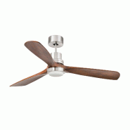 Faro barcelona Ventilateur de plafond Lantau en acier marron, pales en bois, moteur DC silencieux, 6 vitesses avec télécommande, fonction été-hive