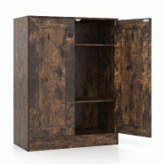 Helloshop26 - Armoire de rangement en bois 60 x 30 x 80 cm avec étagères réglables et sécurité renforcée style moderne en bois brun 20_0017544 -
