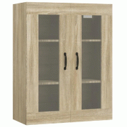 Helloshop26 - Armoire murale suspendue bois d'ingénierie rangement polyvalent 69 x 34 x 90 cm en chêne sonoma 02_0048025 - verre 3000235072848