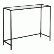 Helloshop26 - Table console table d'entrée bout de canapé 100 x 35 x 80 cm dessus de table en verre trempé cadre métallique robuste 12_0007521 - m