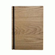 Hungry Club Porte Menu en bois à élastique A4 « Le Tendu » - Chêne - Élastique Noir - Bois massif PM-T-A4-CH-EN