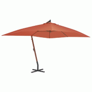 Parasol de jardin en porte-à-faux avec mât en bois terre cuite Modèle Atlas Marine - 44494