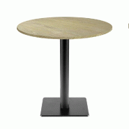 RestooTab - Table Milan T Ø70cm décor chêne dolomite - marron fonte TB-MIT-R70M-CH.DOLO