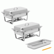 Royal Catering - Royal Catering Chafing Dish Set de 2 GN 1/1 2 x 7,5 l avec 2 bruleurs à pâte - Chauffe-Plat Professionnel Chauffandise - inox 40628 Royal Catering - Royal Catering Chafing Dish Set de 2 GN 1/1 2 x 7,5 l avec 2 bruleurs à pâte - Chauffe-Plat Professionnel Chauffandise - inox 40628