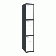 SimonRack Vestiaire Métallique 3 Portes avec Clé, 1800x400x500 mm, Anthracite/Blanc - Simonlocker - noir métal 8425437105906