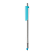 Stylo à bille stylet en plastique - corps argenté et embout coloré - encre bleue Stylo à bille stylet en plastique - corps argenté et embout coloré - encre bleue