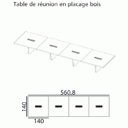Table de réunion rectangulaire série X10 finition hébénisterie - Officity - 560, Ébène, Cuir noir_0