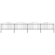 Vidaxl clôture de jardin à dessus en lance acier (1,25-1,5)x6,8 m noir 277733