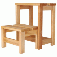 WellHome - Escabeau-tabouret 2 marches en bois finition huilée 32x23x40 cm - beige WH13371 WellHome - Escabeau-tabouret 2 marches en bois finition huilée 32x23x40 cm - beige WH13371