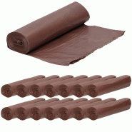 WellHome - Lot de 300 sacs poubelle extra résistants de 20 L, auto-fermants et étanches, idéaux pour les déchets organiques, marque - marron PK4048