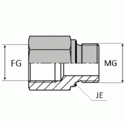 Adaptateur droit mâle gaz cylindrique x femelle gaz cylindrique prolongé - UMFGCY 1/8 / 1/4 JE - Ø 1/8' MG, Ø 1/4' FG - WMFCY00204