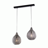 BeLight Rail Diamante Noir, Cadre Chromé, Verre Soufflé Miroir Gris Effet Cristal, Câbles Réglables, 2 Lumières Raffinées - gris 8057724581690