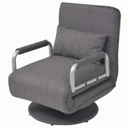 Décoshop26 - Fauteuil lounge convertible design et moderne pivotant et canapé-lit en tissu gris foncé DEC028662 - gris 3000256989347