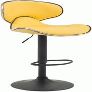 Décoshop26 - Tabouret de bar x1 sièges modernes aux lignes ondulées en PVC jaune pied trompette métal noir 10_0006435 - jaune métal 3000265571519