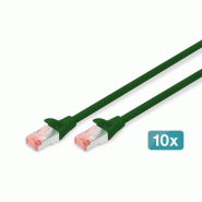 DIGITUS CAT 6 S/FTP câble patch, 10 pièces, 3 m, vert - vert 4016032441939_0