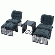 Merax salon de jardin, 5-pièces, rotin PE, rotin, gris - gris multi-matériau OT6223E