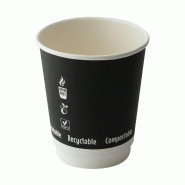 Nvase ECOLOMIQUE - 25 Pcs - Gobelet carton noir double paroi - Ø80 mm, Hauteur: 92 mm, sans plastique - noir en carton NVS210GCDWB8N