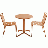 Oviala Business Ensemble table de jardin et 2 chaises en métal caramel - marron acier 114694