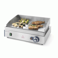 Plaque de cuisson - plaque 1/2 lisse, 1/2 rainuré - 550x430x260 mm ... - P203156
