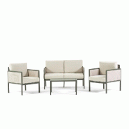 RATTATAN Salon de jardin détente avec canapé 2 places, 2 fauteuils et table basse en aluminium avec coussins déhoussables élégant pour terrasse -