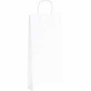 Sac kraft blanc 1 ou 2 bouteilles poignées torsadées 18x8x40cm - par 100