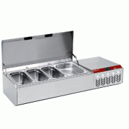 Saladette à ingrédient à poser gn 4x1/3 gn 1x1/9 avec couvercle inox - PSY132G/CP9