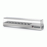 Vaiotec Vitrine réfrigérée TOPLINE avec couvercle en verre, 8 x GN 1/4, 1795 x 336 mm - inox 11880