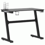 Bureau de jeu à LED avec pieds en forme de Z Noir 90x60x75 cm Modèle Atlas Office Pro Urban - noir Bois manufacturé 325418