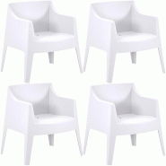 CLP Ensemble de 4 chaises de jardin Bartal Blanc - blanc plastique 327743
