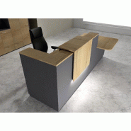 Comptoir d'accueil bi-colore avec PMR Delta et réhausse - Droite, Non, Anthracite, 262, Chêne veiné_0