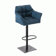 Décoshop26 - Tabouret de bar chaise haute de comptoir couture carrées assise en tissu bleu cadre en métal noir 10_0004693 - bleu 3000252239309 Décoshop26 - Tabouret de bar chaise haute de comptoir couture carrées assise en tissu bleu cadre en métal noir 10_0004693 - bleu 3000252239309