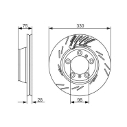 Disque de frein Bosch 0986479733 - ventilé, 5 trous, épaisseur 28 mm - arrière Disque de frein Bosch 0986479733 - ventilé, 5 trous, épaisseur 28 mm - arrière