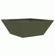 Helloshop26 - Cache-pot de jardin trapézoïdal moderne extérieur 40 x 40 x 15 cm en acier vert olive 02_0052374 - vert métal 3000237382365