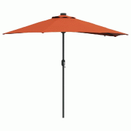 Helloshop26 - Parasol de jardin pliable moderne 294 x 150 x 223 cm avec mécanisme à manivelle style contemporain en polyester terre 02_0058663 - 300