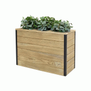 HORTALIA Jardinière en bois avec réserve d’eau Nidum 86 x 34 x 60 cm – Intérieur et extérieur - marron Bois massif N836AL