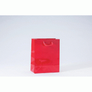 Sac Luxe pelliculé rouge 18x10x23cm - Finition glossy - par 12