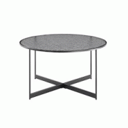 SalesFever Table basse Ø 80 cm | rond | Plaque de verre de 6 mm à aspect structuré | Cadre en métal | L 80 x P 80 x H 45 cm | Noir - noir multi-m SalesFever Table basse Ø 80 cm | rond | Plaque de verre de 6 mm à aspect structuré | Cadre en métal | L 80 x P 80 x H 45 cm | Noir - noir multi-m