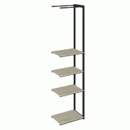 Suite structure Cage noir 58x40x240cm 4 tablettes érable