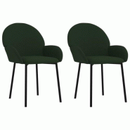 VidaXL Chaises à manger lot de 2 Vert foncé Velours Modèle Uralia - 344765XL