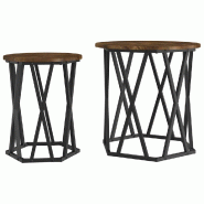 VidaXL Table basse 2 pcs Chêne fumé Bois d'ingénierie et acier Modèle Terra Nature - 868263