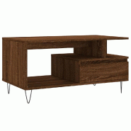 VidaXL Table basse Chêne marron 90x49x45 cm Bois d'ingénierie Modèle Atlas Work Plus - 831027
