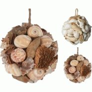 Boule de coquillages à suspendre Ø10 cm 2 coloris possibles
