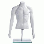 Buste homme avec bras sur pied en verre pour vêtements taille 38