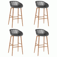 Chaises de bar lot de 4 gris Modèle Titan Évasion Pro - marron 248166