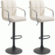 CLP Lot de 2 Tabourets de Bar Lucy  V2 en Similicuir Crème/Noir - beige polyester 315817