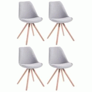 Décoshop26 - 4 chaises de salle à manger style scandinave en tissu gris clair pieds rond en bois clair CDS10349 - gris 3000475569603 Décoshop26 - 4 chaises de salle à manger style scandinave en tissu gris clair pieds rond en bois clair CDS10349 - gris 3000475569603