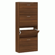 Helloshop26 - Armoire à chaussures moderne avec tiroirs rabattables 63 x 24 x 147 cm en bois d'ingénierie chêne marron 02_0047070 - marron Bois mas