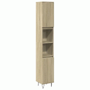Helloshop26 - Armoire de salle de bain chêne sonoma rangement pratique 30 x 30 x 190 cm en bois d'ingénierie marron 02_0049711 - marron Bois massif