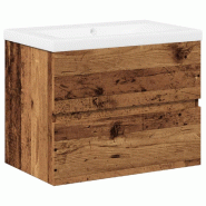 Helloshop26 - Meuble-lavabo mural avec vasque intégrée design pratique 60 x 38,5 x 45 cm en bois d'ingénierie vieux bois 02_0055846 - Bois massif 3