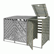 Mendler XL habillage de poubelle pour 1/2 personnes extension HWC-J44, box pour poubelles, 120x68x98cm bois certifié MVG ~ gris - gris Bois massif 80